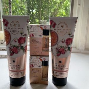 Aromatherapy Steeped Invigoration set of 4~2 Body Creams & 2-.27oz essential oil